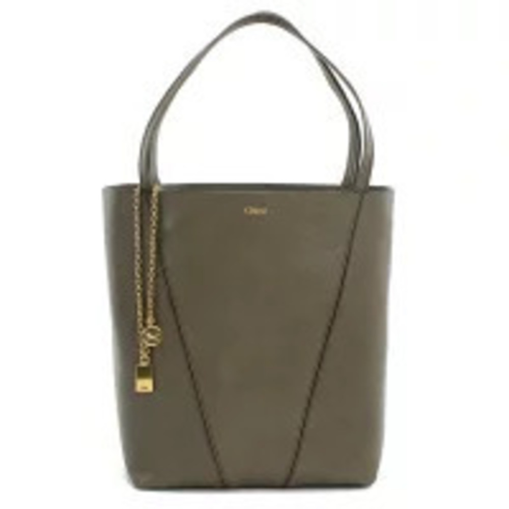 Chloe Tote Bag Leather Gray Handbag